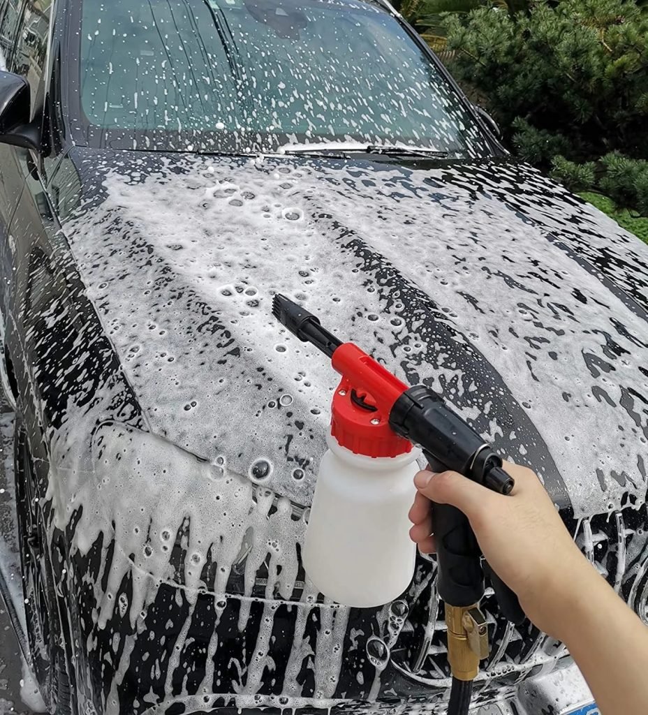 cleaning car with Foam Cannon Soap
