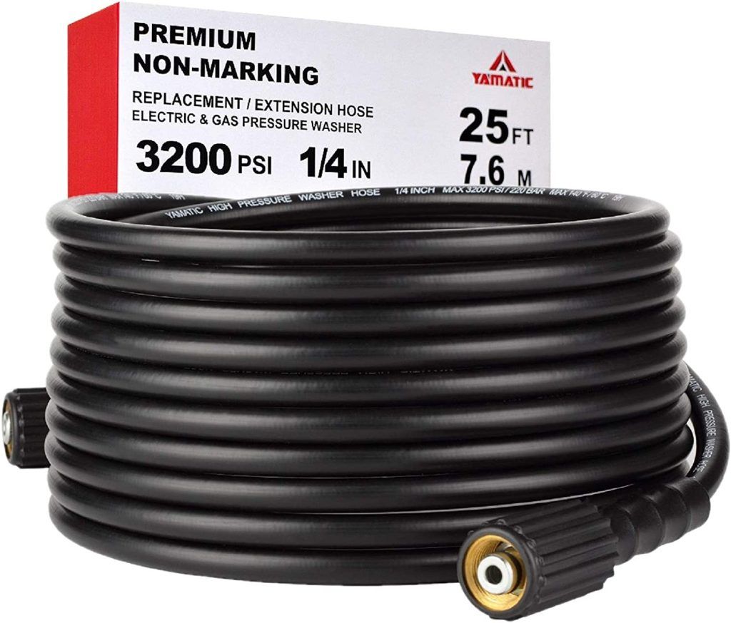 YAMATIC Kink Free 3200 PSI 25 FT Pressure Washer Hose 1/4" M22-14mm Brass Thread Replacement For Most Brand Pressure Washers