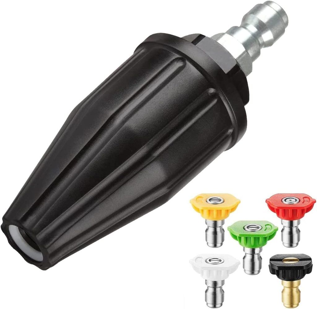 YAMATIC Pressure Washer Tips Turbo Nozzle, 360° Rotating Spray Turbo with 5 Spray Nozzles, 3000 PSI Max 3500 PSI with 1/4 inch Quick Connector for Cleaning Surfaces(4.0 GPM)