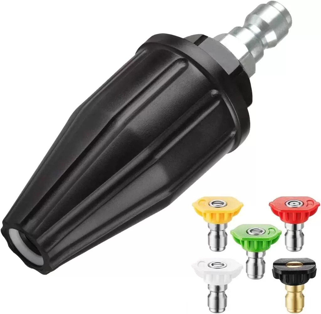 YAMATIC Pressure Washer Tips Turbo Nozzle, 360° Rotating Spray Turbo with 5 Spray Nozzles, 3000 PSI Max 3500 PSI with 1/4 inch Quick Connector for Cleaning Surfaces(4.0 GPM)