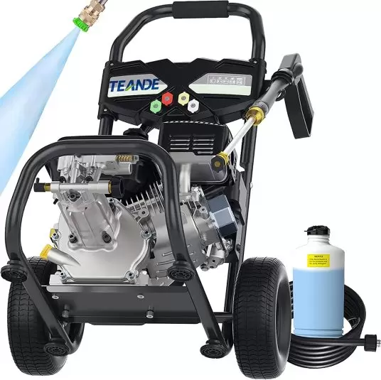 TEANDE 3200PSI Gas Pressure Washer Power Washer 212CC Gas Pressure Washer, High-Pressure Hose 5 Nozzles