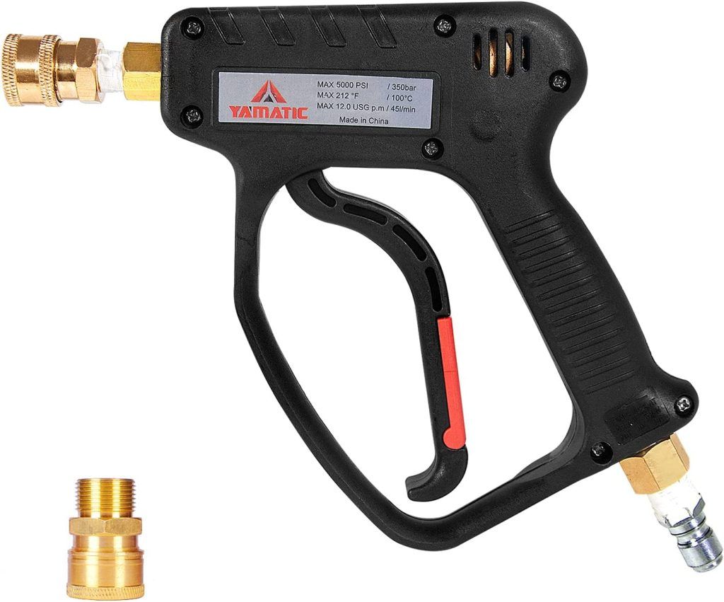 YAMATIC 5000 PSI High Pressure Washer Trigger Gun Pressure Spray Gun / 35 Mpa, 12 GPM, 3/8" Swivel FNPT Quick Connector& M22 Coupler Inlet, 1/4 NPT Outlet