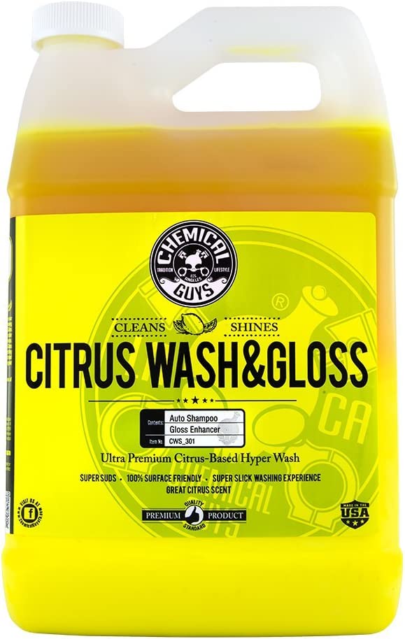 Chemical Guys CWS_301 Citrus Wash & Gloss Foaming Car Wash Soap Safe for Cars, Trucks, Motorcycles, RVs & More, 128 fl oz Citrus Scent